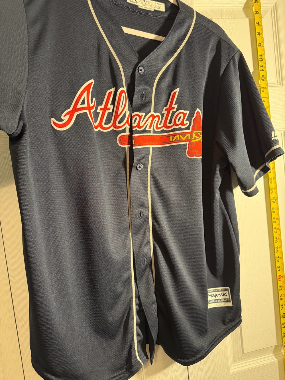 Majestic Navy, Red & Cream Atlanta Braves Baseball Jersey